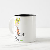 サッカーの棒の姿のマグ ツートーンマグカップ (正面左)