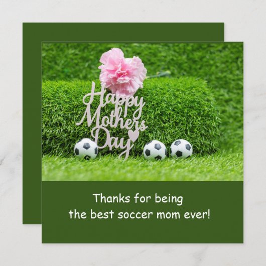 サッカーの母の日にピンクのカーネーションの花を シーズンカード (正面/裏面)