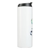 サッカーの水彩が大好きかわいい恐竜 タンブラー (回転左)