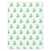 サッカーの水彩が大好きかわいい恐竜 テーブルクロス (正面)