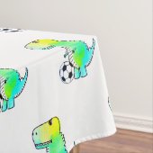 サッカーの水彩が大好きかわいい恐竜 テーブルクロス (インサイチュ)
