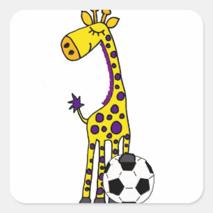 サッカーの漫画を遊んでいるおもしろいなキリン スクエアシール