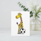 サッカーの漫画を遊んでいるおもしろいなキリン ポストカード (スタンド正面)