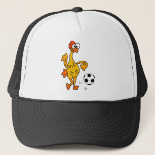 サッカーの漫画を遊んでいるおもしろいなゴム製鶏 キャップ
