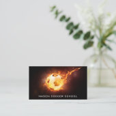 サッカーの火の上のボール – サッカーコーチビジネスカード 名刺 (スタンド正面)