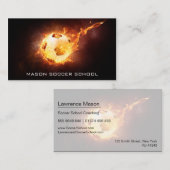 サッカーの火の上のボール – サッカーコーチビジネスカード 名刺 (正面/裏面)