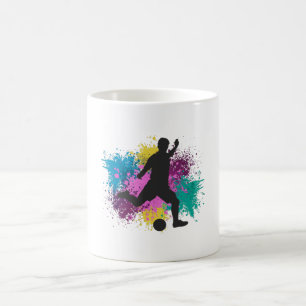 サッカーの火照り色のスプラッシュ コーヒーマグカップ