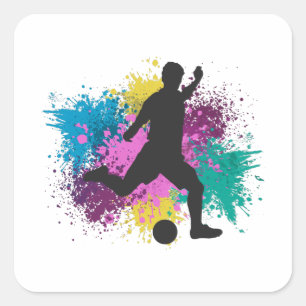 サッカーの火照り色のスプラッシュ スクエアシール