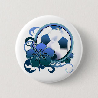 サッカーの熱帯花の青ボタン 缶バッジ