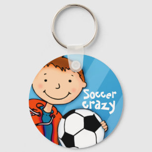 サッカーの熱狂するで青いスポーツの子供のフットボールのkeychain キーホルダー