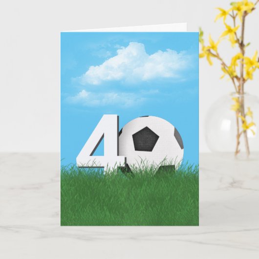 サッカーの生誕40周年を迎える草の中のボール カード (黄色い花)