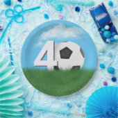 サッカーの生誕40周年を迎える草の中のボール ペーパープレート (パーティー)