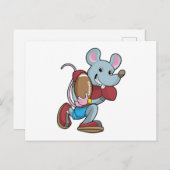 サッカーの用具を持つネズミ ポストカード (正面/裏面)