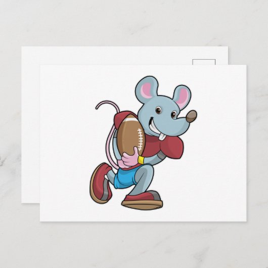 サッカーの用具を持つマウス ポストカード (正面/裏面)