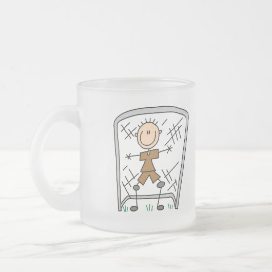 サッカーの男の子のゴールキーパーのTシャツおよびギフト フロストグラスマグカップ (左)