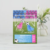 サッカーの男女のパーティの招待状 招待状 (スタンド正面)