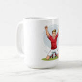 サッカーの男性選手 コーヒーマグカップ (正面左)