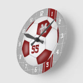 サッカーの白いチームの色ストライプを変える ラウンド壁時計 (傾斜)