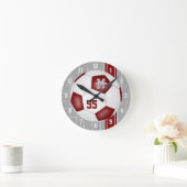 サッカーの白いチームの色ストライプを変える ラウンド壁時計 (ホーム)