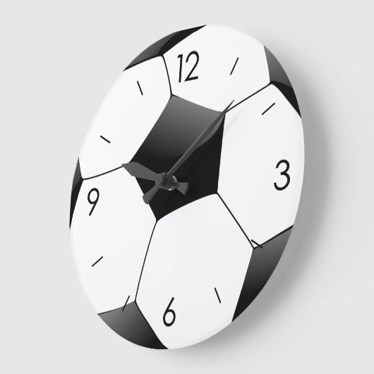 サッカーの白と黒のサッカーラウンド ラージ壁時計 (傾斜)