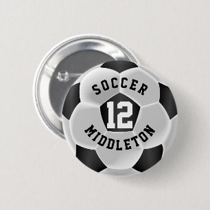 サッカーの白黒のスポーツボール 缶バッジ