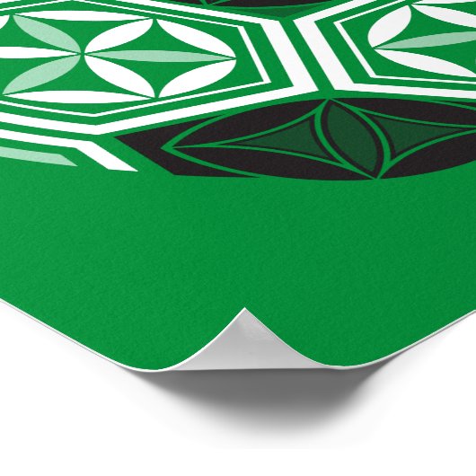 サッカーの神聖な幾何学グリーン ポスター (角)