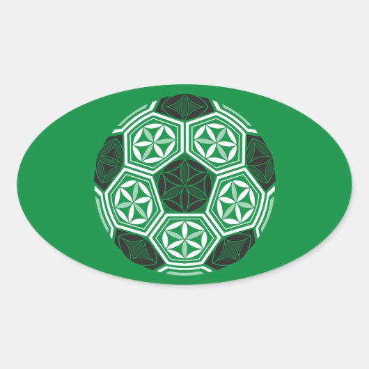 サッカーの神聖な幾何学グリーン 楕円形シール (正面)