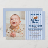 サッカーの第1の誕生日 招待状 (正面/裏面)