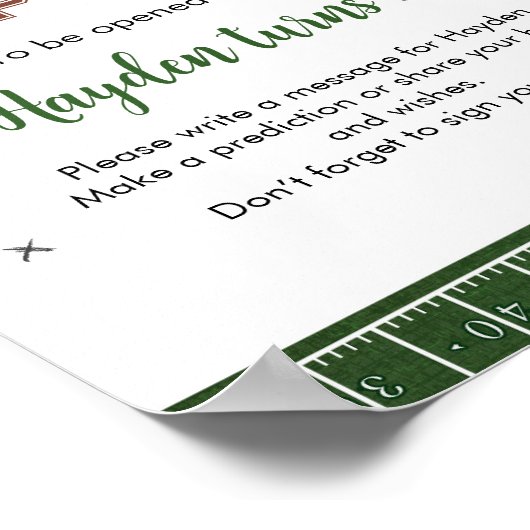 サッカーの第1誕生日タイムカプセルのサイン ポスター (角)