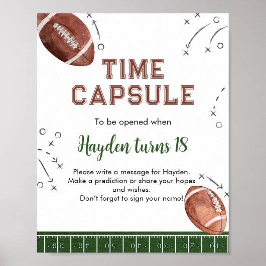 サッカーの第1誕生日タイムカプセルのサイン ポスター (正面)
