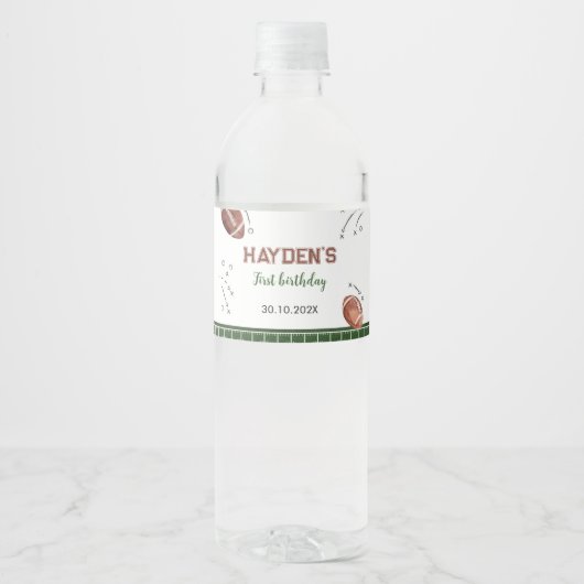 サッカーの第1誕生日パーティーウォーターボトルラベル ペットボトルラベル (正面)