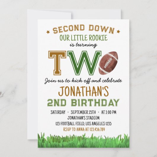 サッカーの第2の誕生日パーティの招待状 招待状