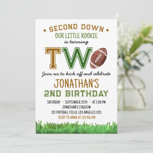 サッカーの第2の誕生日パーティの招待状 招待状 (スタンド正面)