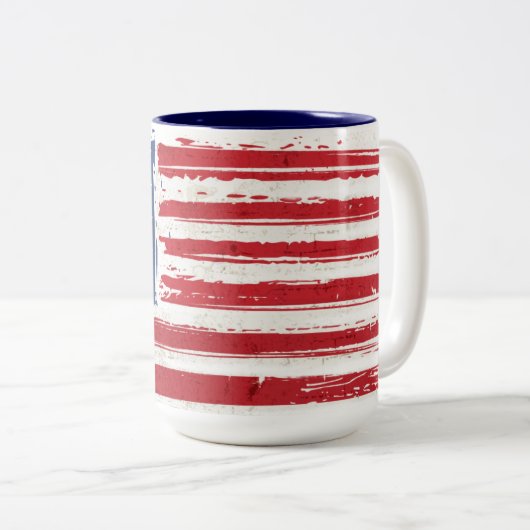 サッカーの米国国旗 ツートーンマグカップ (正面右)