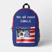 サッカーの米国国旗 プリントバックパック (正面)