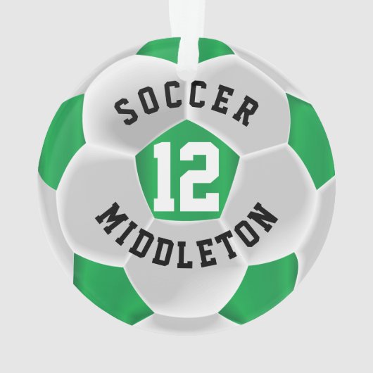 サッカーの緑と白のスポーツボール オーナメント (裏面)
