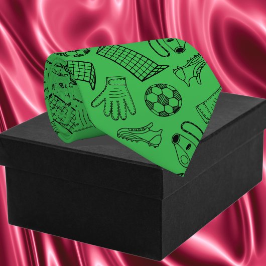 サッカーの緑の設備パターン ネクタイ