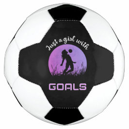 サッカーの美しいゴールの女の子 サッカーボール