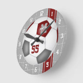 サッカーの色のグレーの大ストライプ団 ラウンド壁時計 (傾斜)