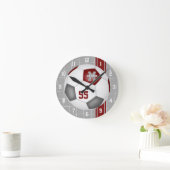 サッカーの色のグレーの大ストライプ団 ラウンド壁時計 (ホーム)