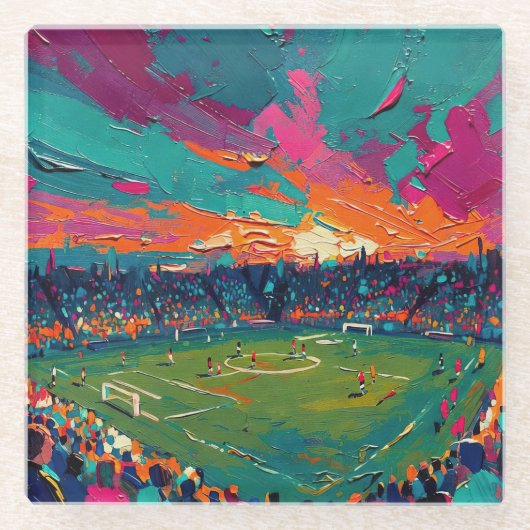 サッカーの芸術 (#1) ガラスコースター (正面)
