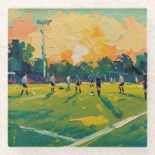 サッカーの芸術 (#2) ガラスコースター (正面)