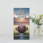 サッカーの試合チケットとQRコー結婚ド セーブザデート (スタンド正面)