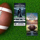 サッカーの試合チケットとQRコー結婚ド セーブザデート