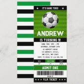 サッカーの試合チケット風の誕生日招待状 招待状 (正面/裏面)