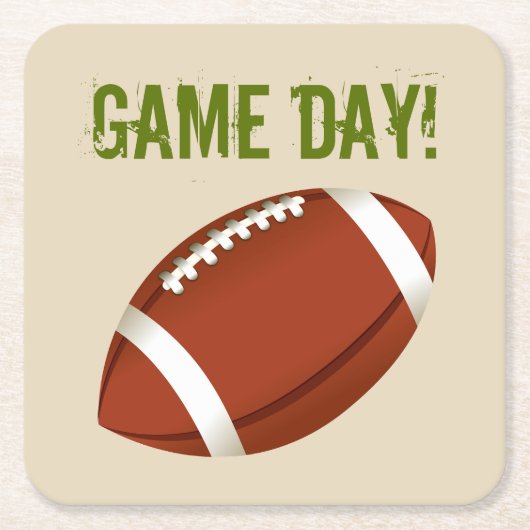 サッカーの試合日のフすごいァン スクエアペーパーコースター (正面)