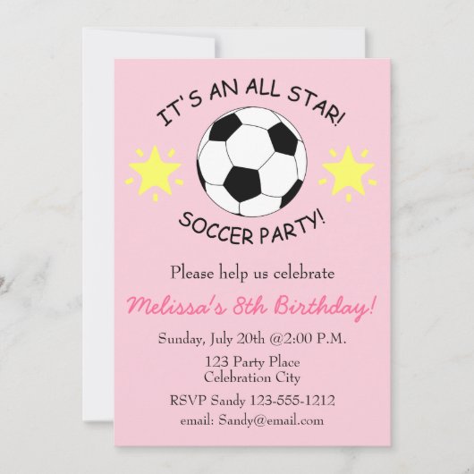 サッカーの誕生会はカスタマイズ可能な招待をからかいます 招待状 (正面)