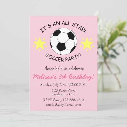 サッカーの誕生会はカスタマイズ可能な招待をからかいます 招待状 (スタンド正面)