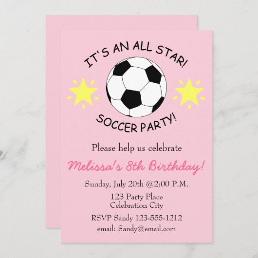サッカーの誕生会はカスタマイズ可能な招待をからかいます 招待状 (正面/裏面)