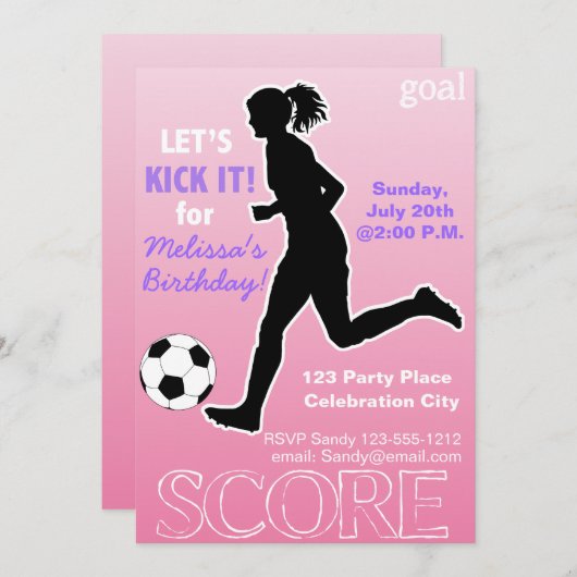 サッカーの誕生会はカスタマイズ可能な招待をからかいます 招待状 (正面/裏面)